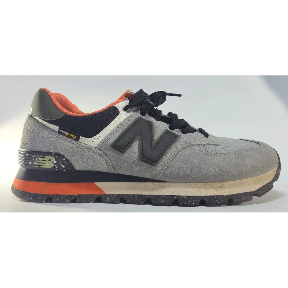 New Balance 574 Rugged Grey Black Orange Cordura Sneakers ML574DAG Mens 12 - Picture 4 of 9